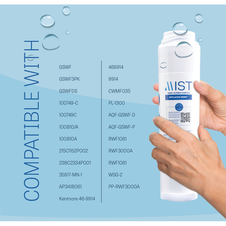 "Mist GSWF Replacement Refrigerator Water Filter Compatible GE Models